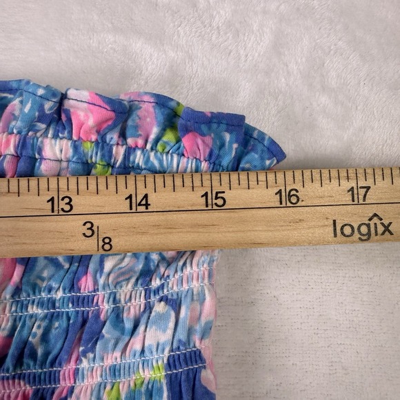 Lilly Pulitzer Strapless Tube Top Womens Size Large Blue Pink Multi Color Ruffle - Picture 5 of 7